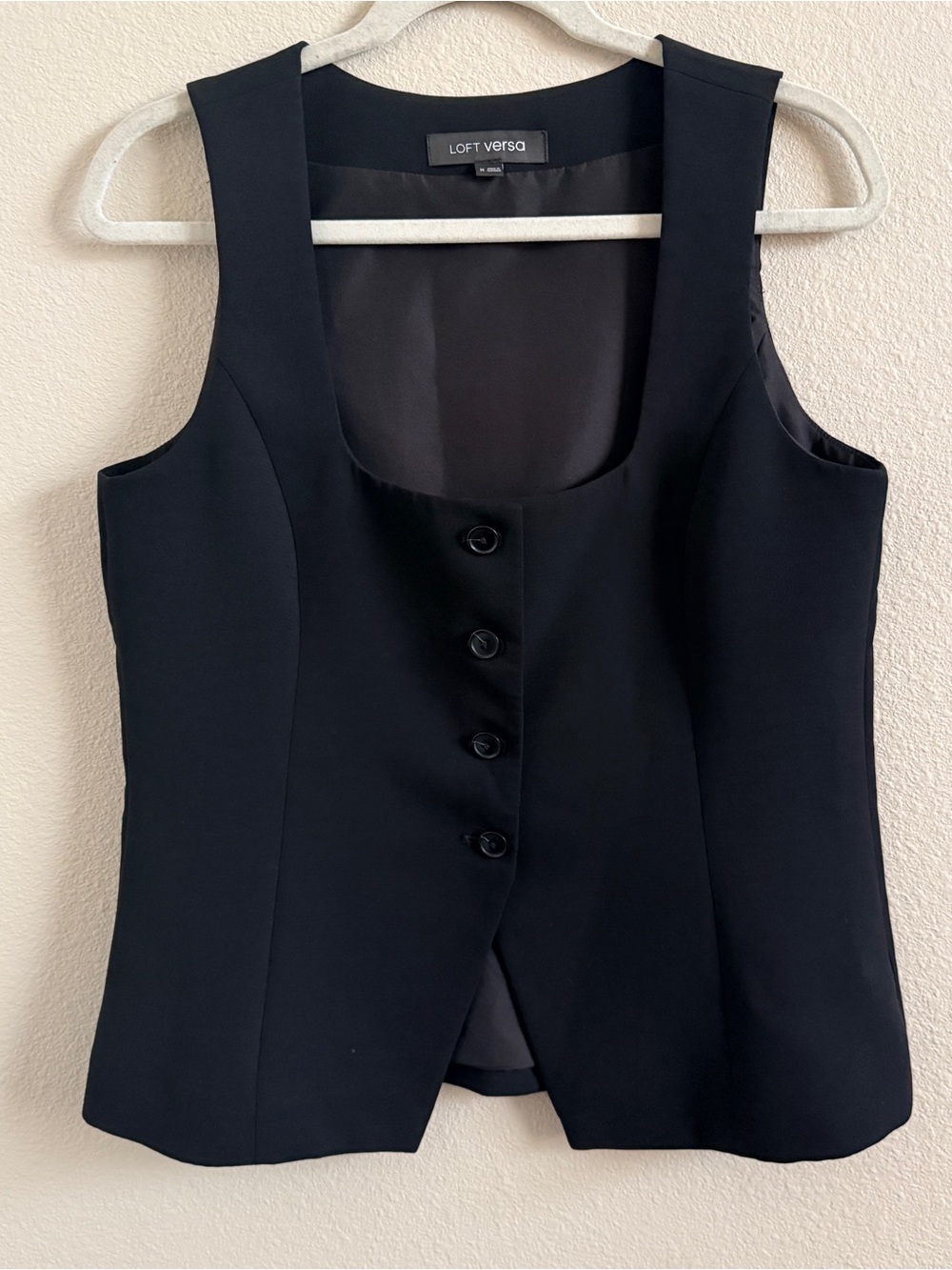 LOFT Black Button-Front Vest